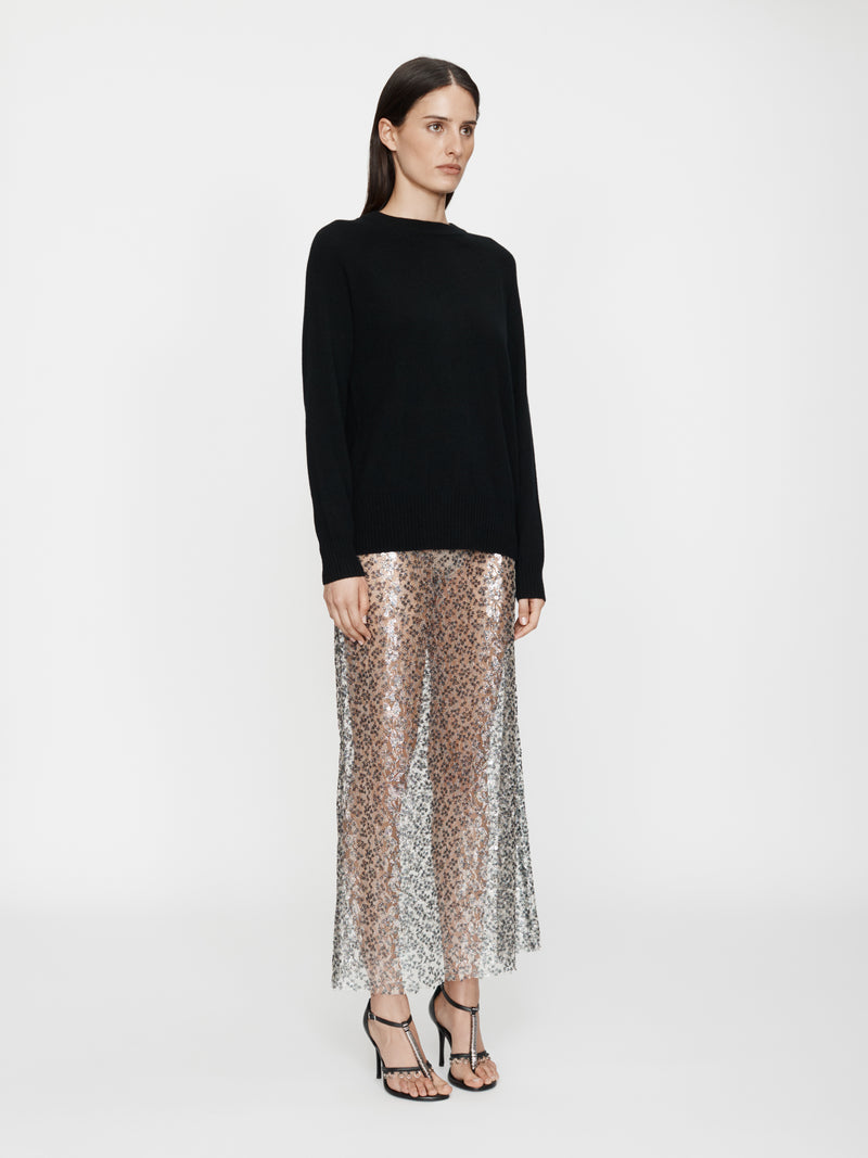 Sequinned Lace Column Skirt - Image 3