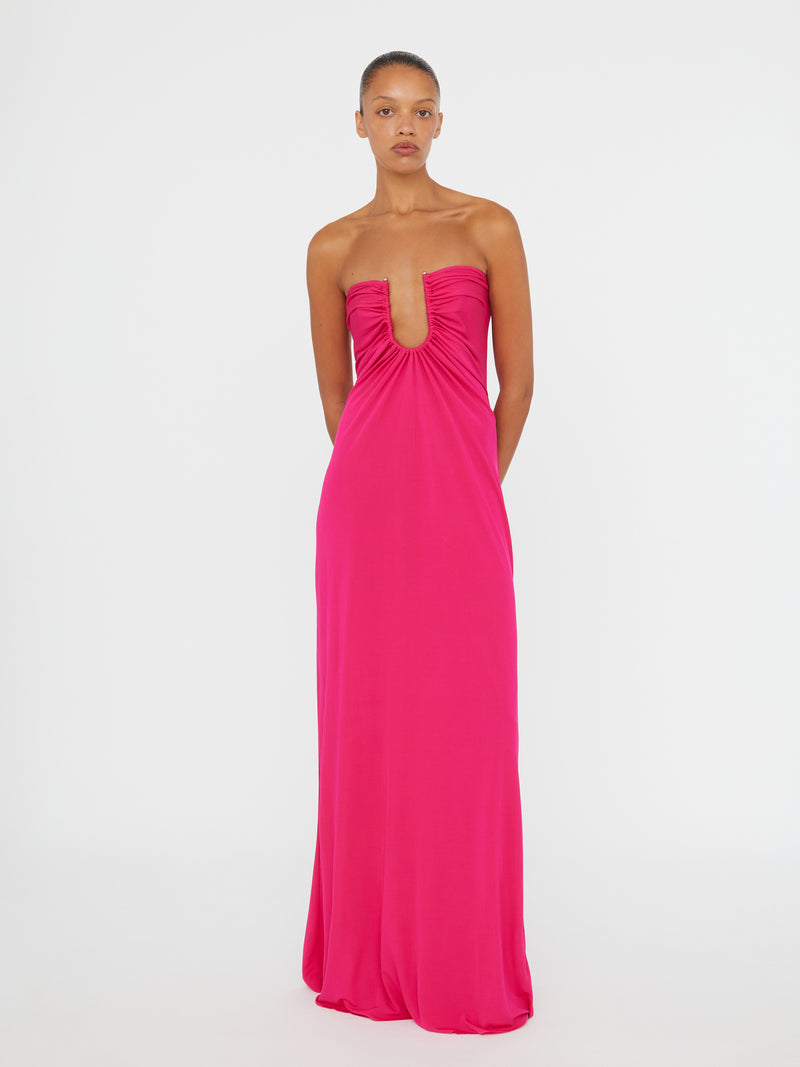 Arced Palm Strapless Dress - Image 5