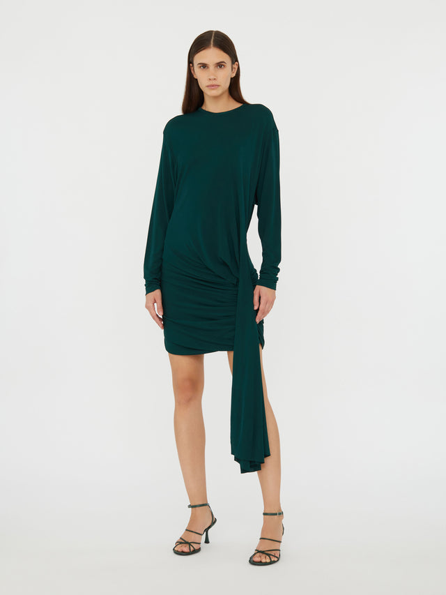 Side Cowl Drape Extension Dress