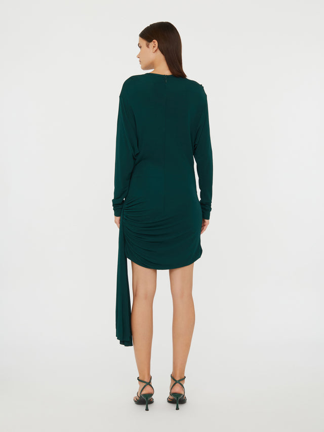 Side Cowl Drape Extension Dress