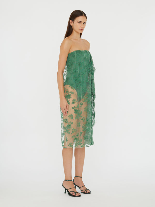Floating Lace Strapless Dress