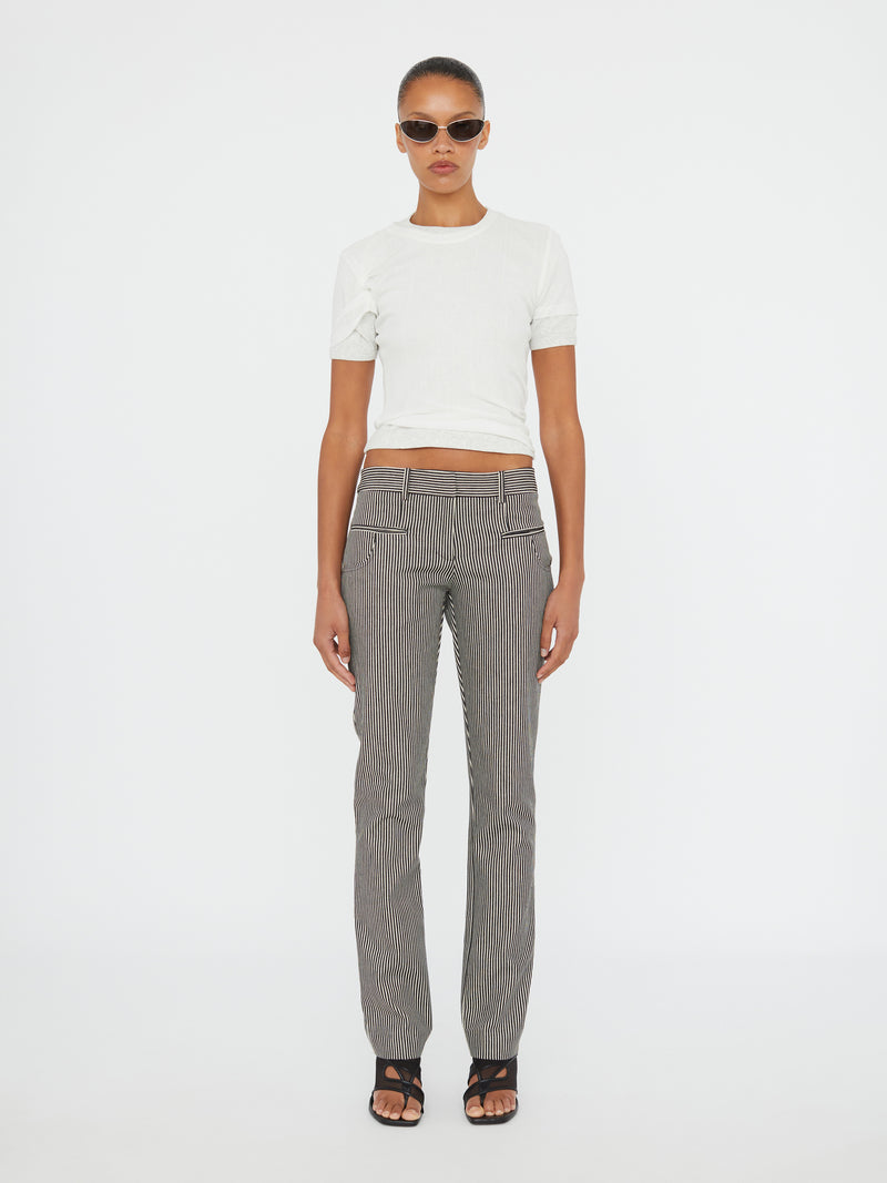 Sheer Ribbed Overlay Loophole Tee