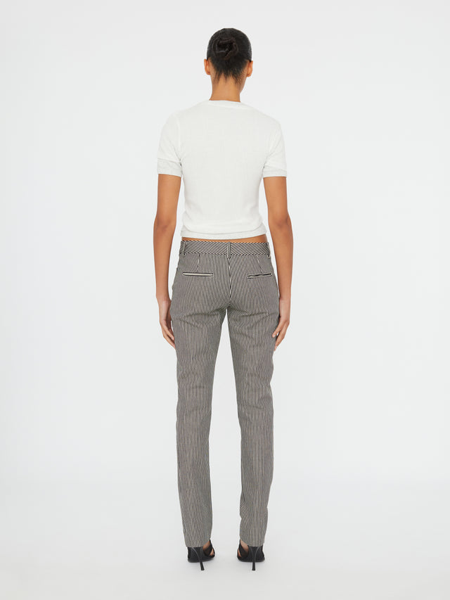 Sheer Ribbed Overlay Loophole Tee