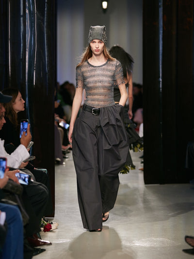 Cocoon Belted Taffeta Trouser