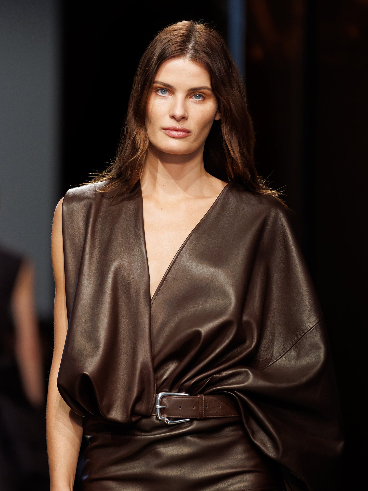 Swaddled Belted Leather Dress