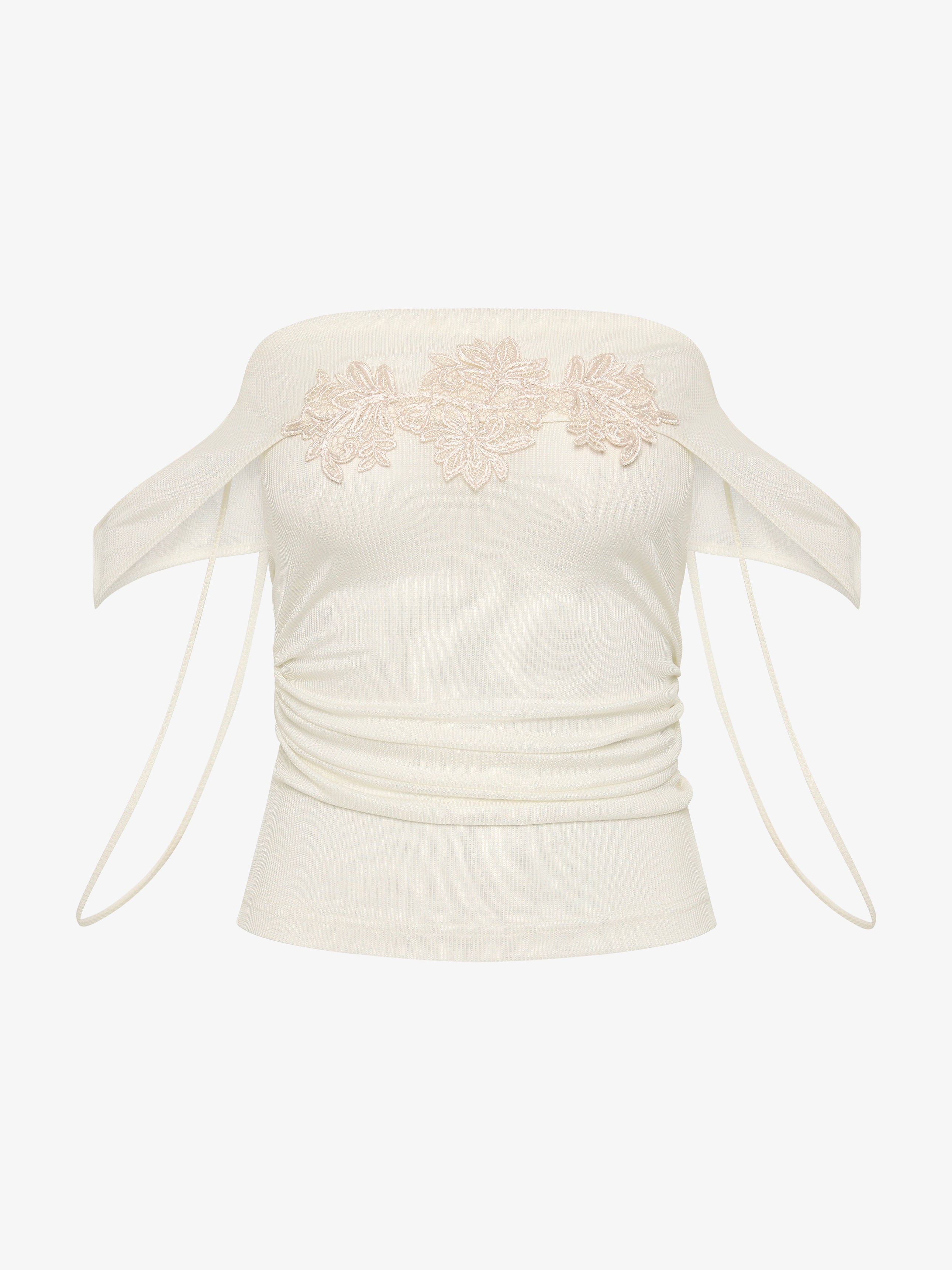 Hibiscus Embroidered Rib Foldover Cami