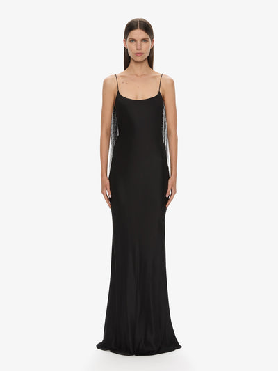 Lattice Lace Silk Gown