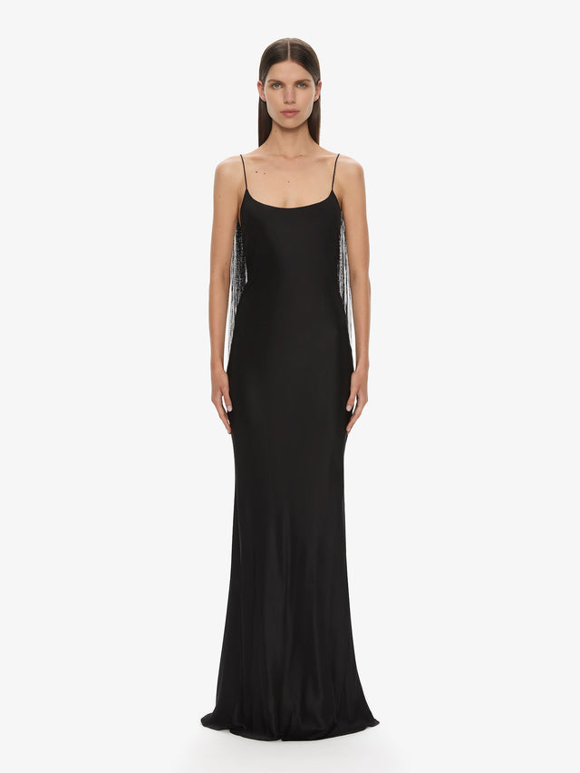 Lattice Lace Silk Gown