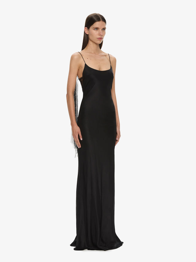 Lattice Lace Silk Gown