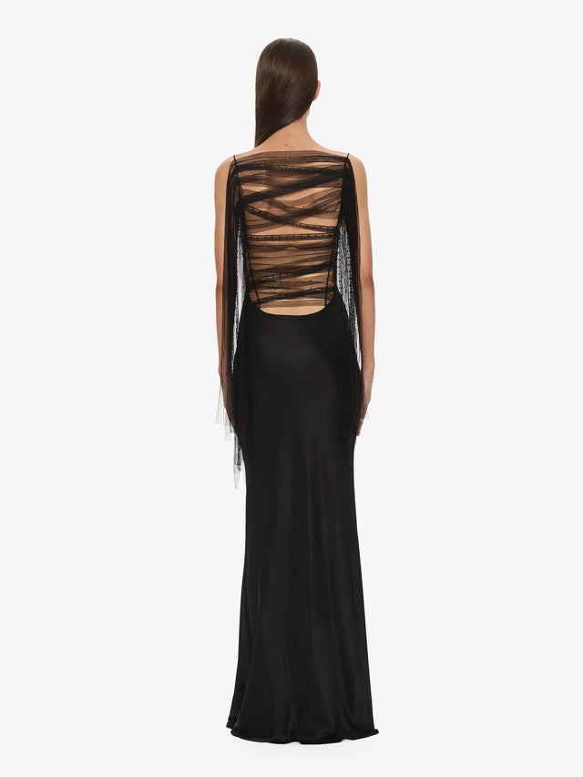 Lattice Lace Silk Gown
