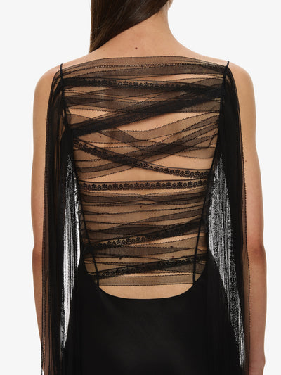 Lattice Lace Silk Gown