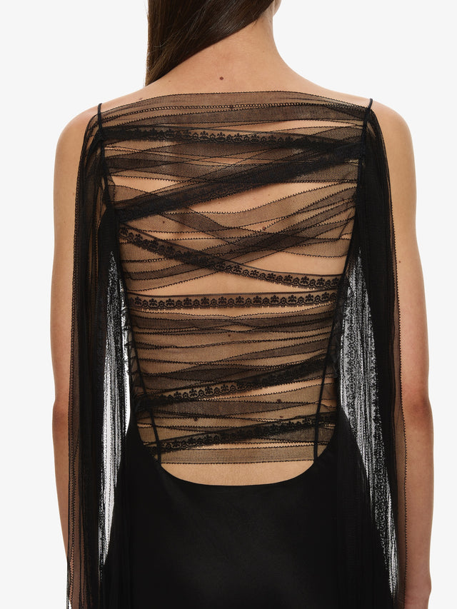 Lattice Lace Silk Gown