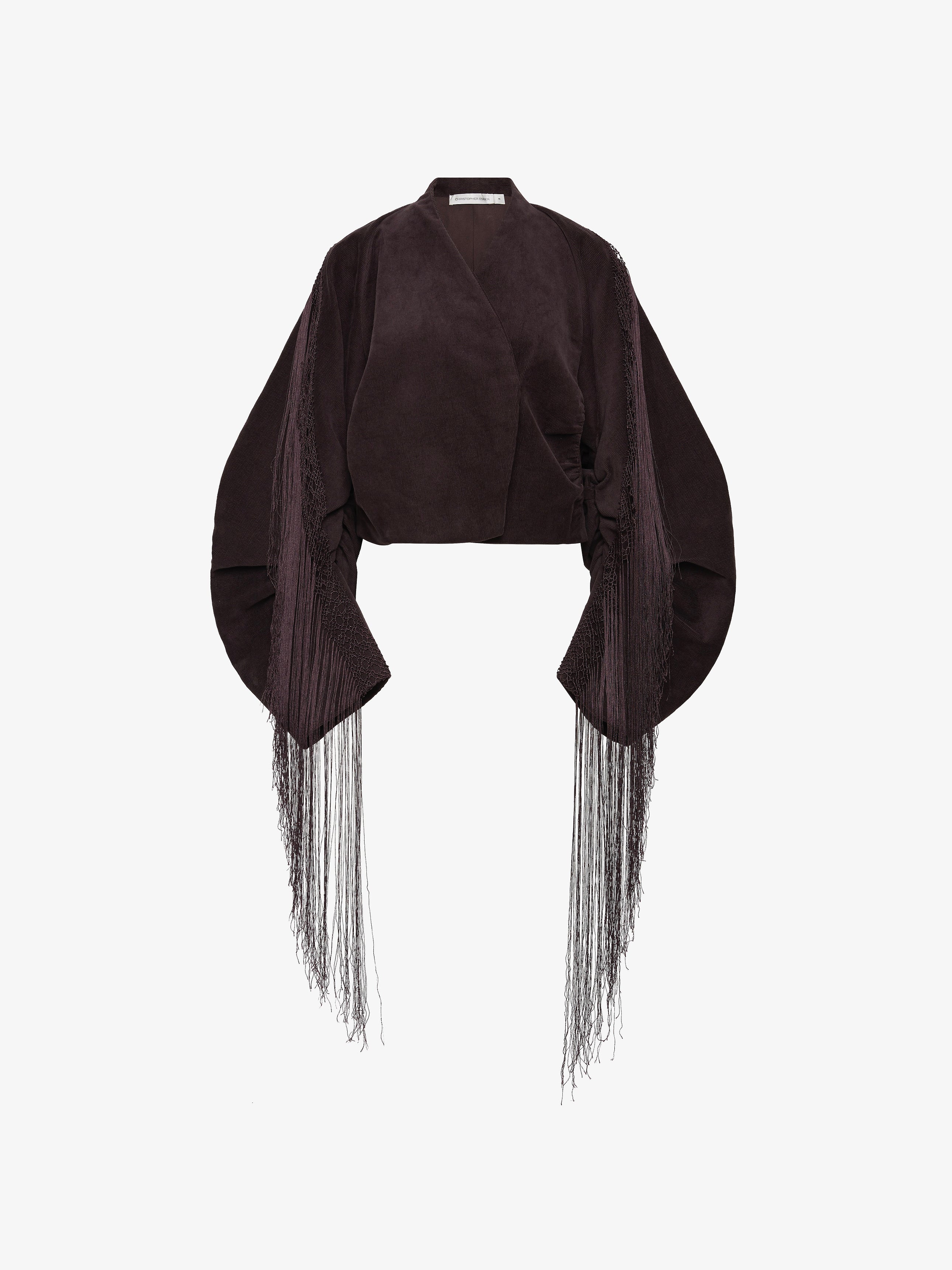 Corduroy Cocoon Fringed Jacket