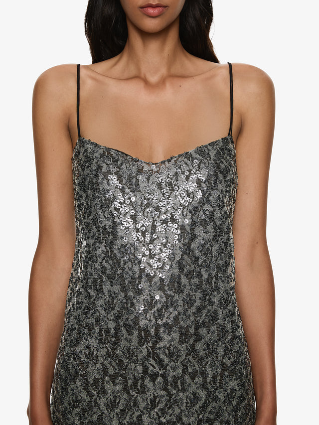 Sequinned Lace Cami Dress