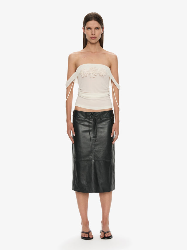 Hibiscus Embroidered Rib Foldover Cami