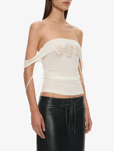 Hibiscus Embroidered Rib Foldover Cami