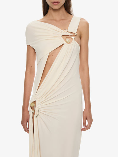 Veer Spiral Crystal Draped Jersey Dress