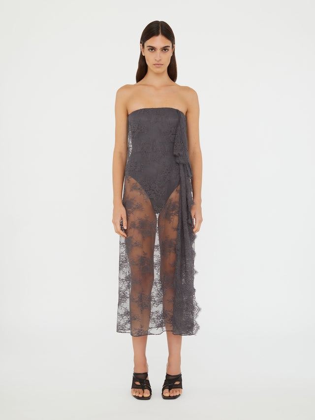 Floating Lace Strapless Dress