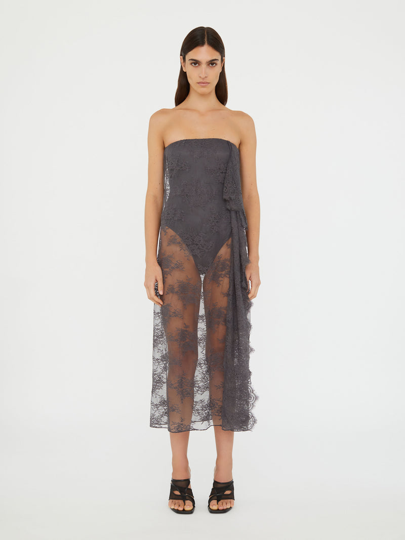Floating Lace Strapless Dress