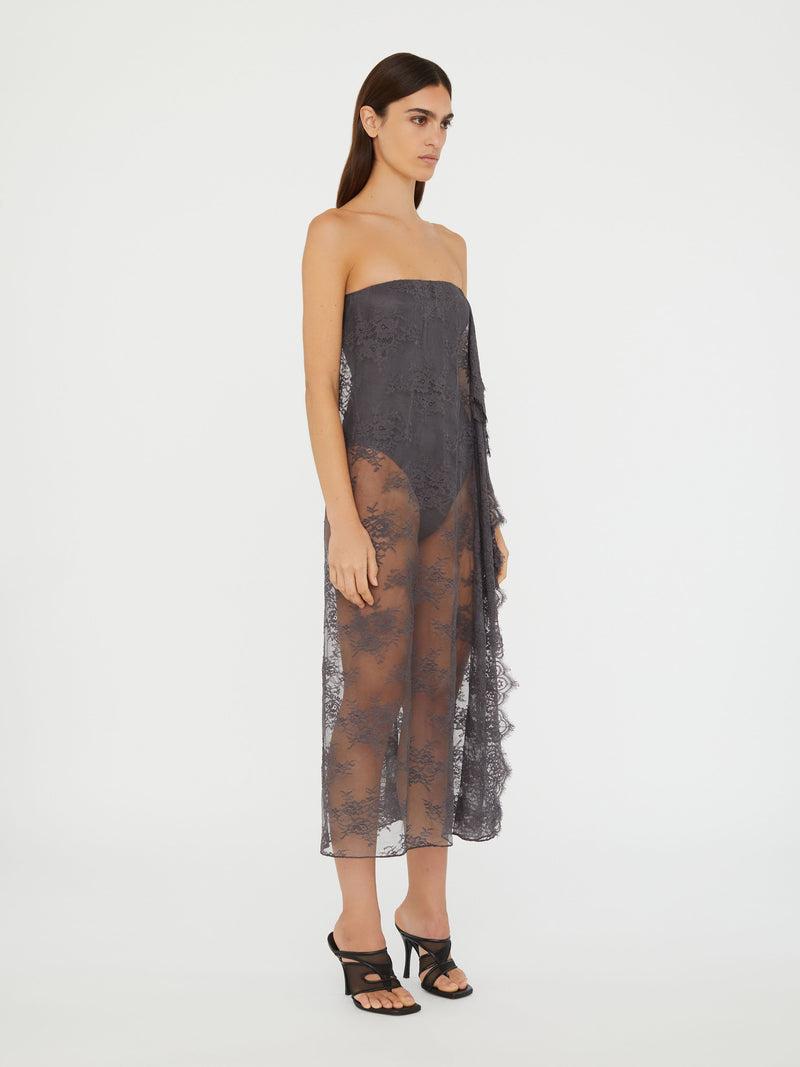 Floating Lace Strapless Dress
