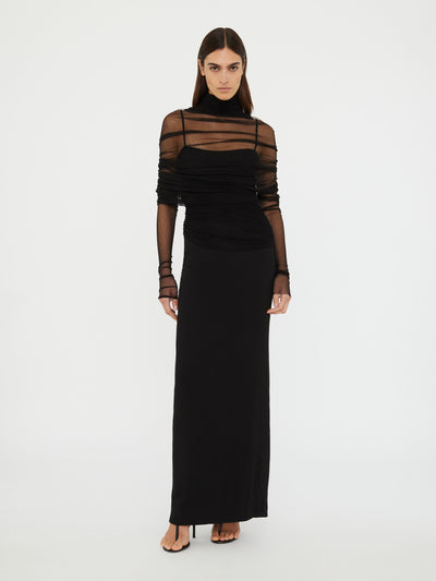 Christo Sheer Wrap Long Sleeve Dress