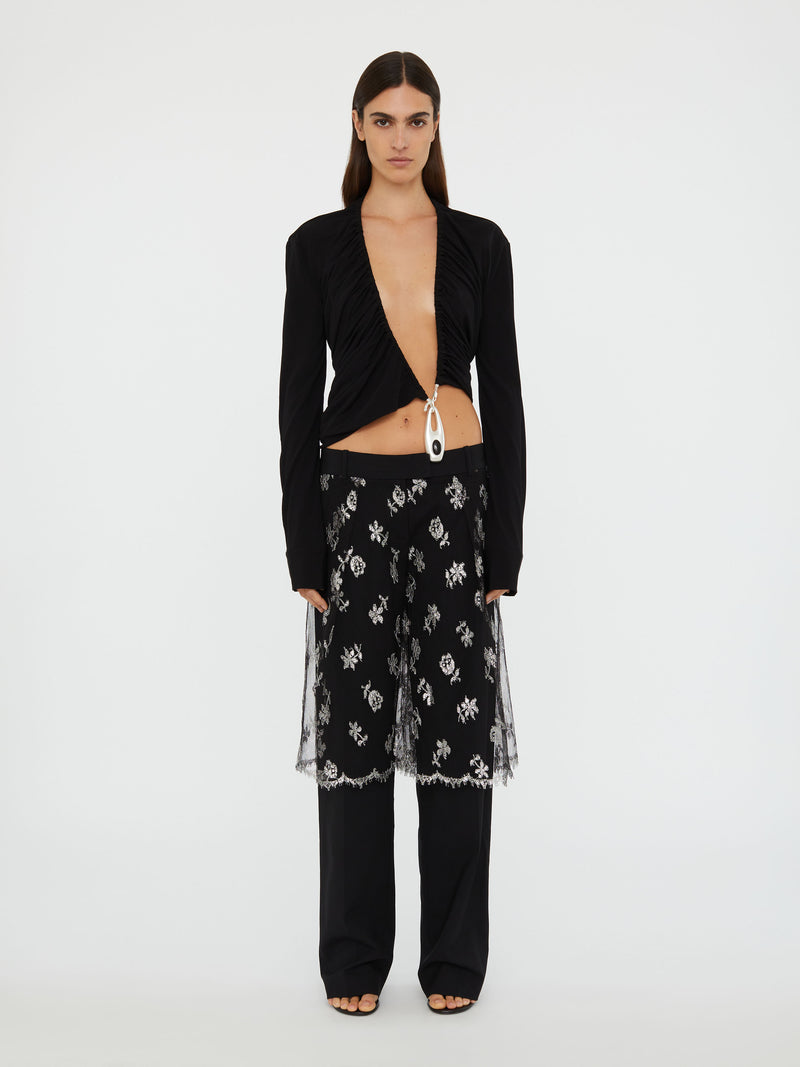 Lace Sarong Wool Trouser