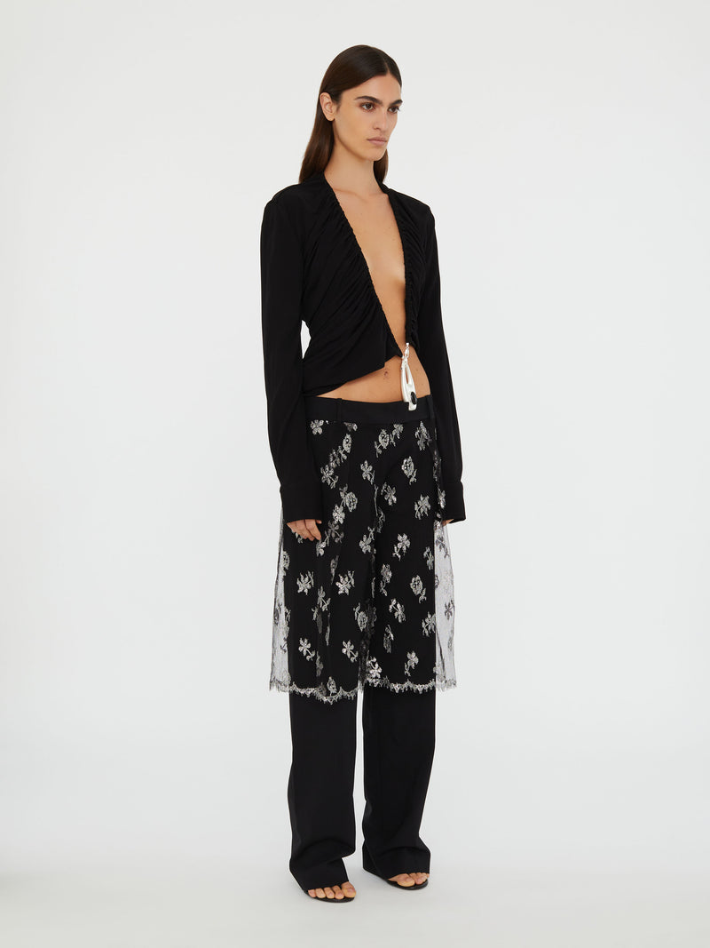 Lace Sarong Wool Trouser
