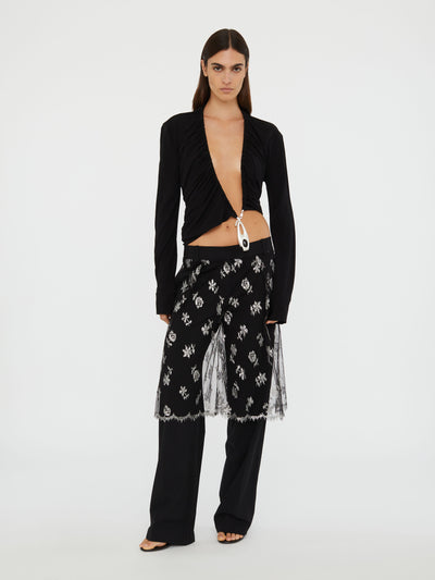Lace Sarong Wool Trouser