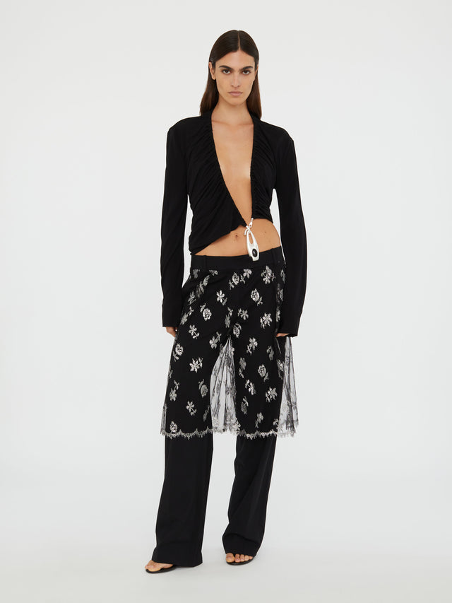Lace Sarong Wool Trouser