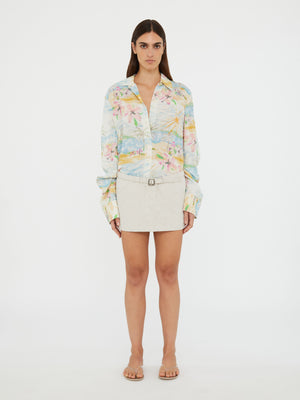 Crushed Belted Mini Skirt