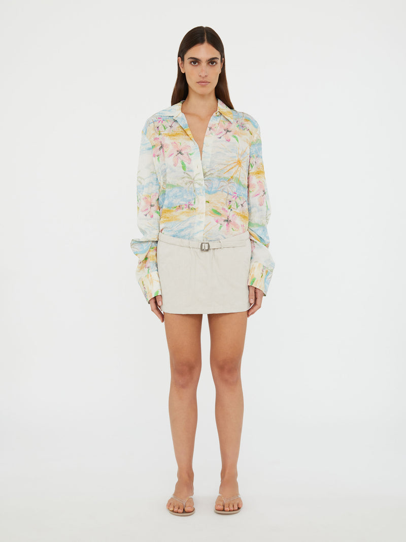 Crushed Belted Mini Skirt