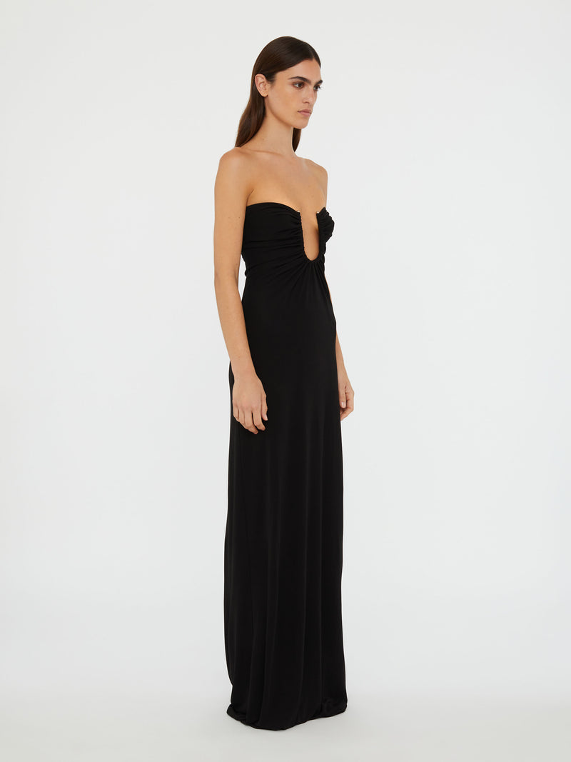 Arced Palm Strapless Dress
