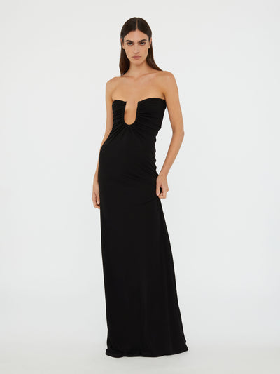 Arced Palm Strapless Dress