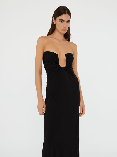 Arced Palm Strapless Dress