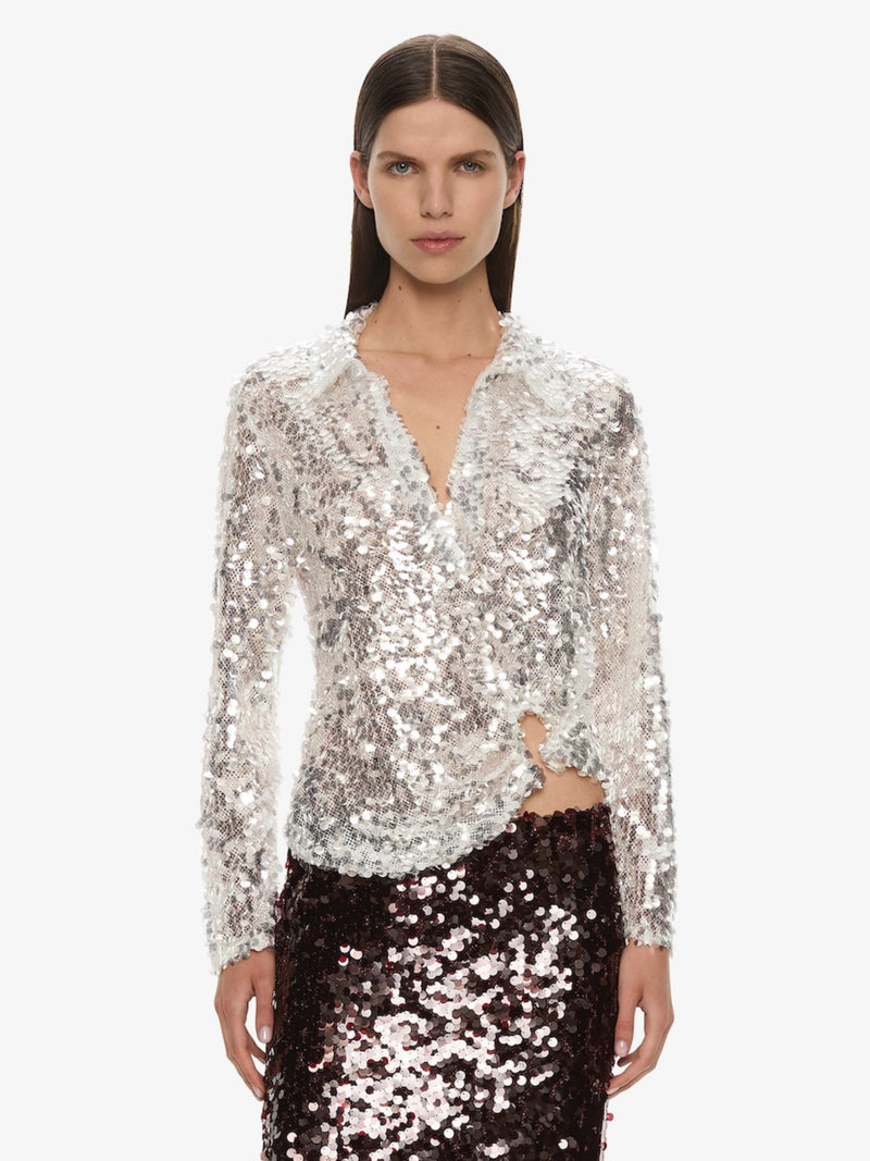 Opaline Sequin Long Sleeve Polo - Image 5