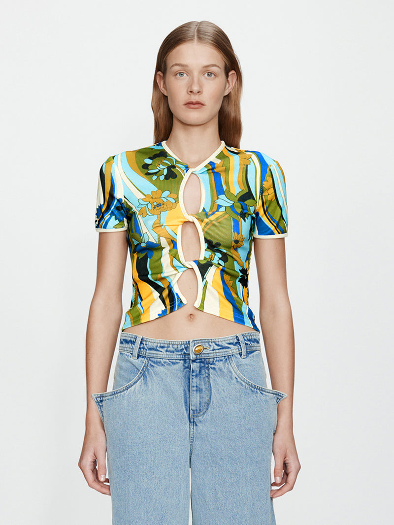 Acidic Floral Open Twist Tee - Image 1